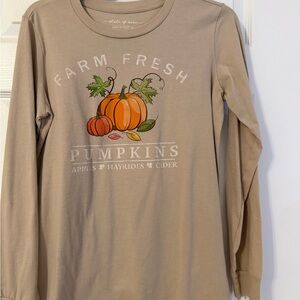State of Mind Tan Pumpkin Graphic Long Sleeve Top